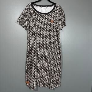 Collection L T-Shirt Dress Black & Tan Geometric Casual - Women's Plus Size 14